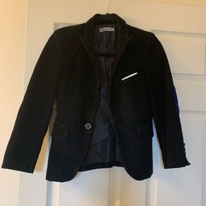 Velour black blazer with elbow patches